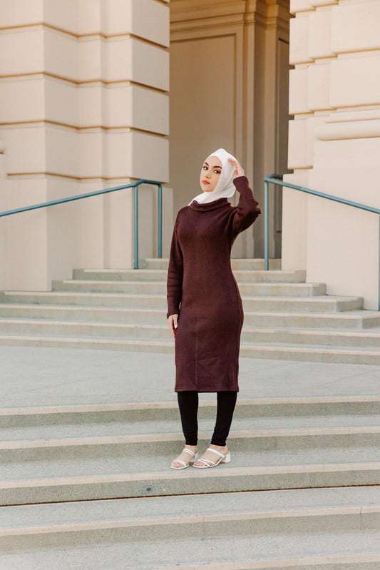 Saima Cowl Neck Knit - Mahogany