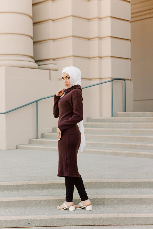 Saima Cowl Neck Knit - Mahogany