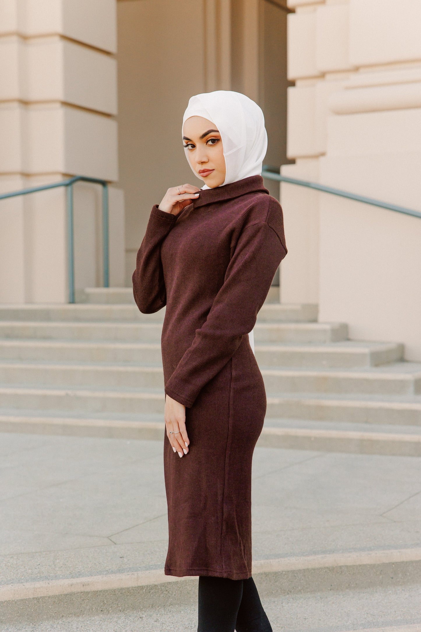 Saima Cowl Neck Knit - Mahogany