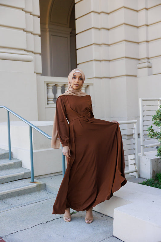 Imani Wrap Maxi Dress - Chocolate