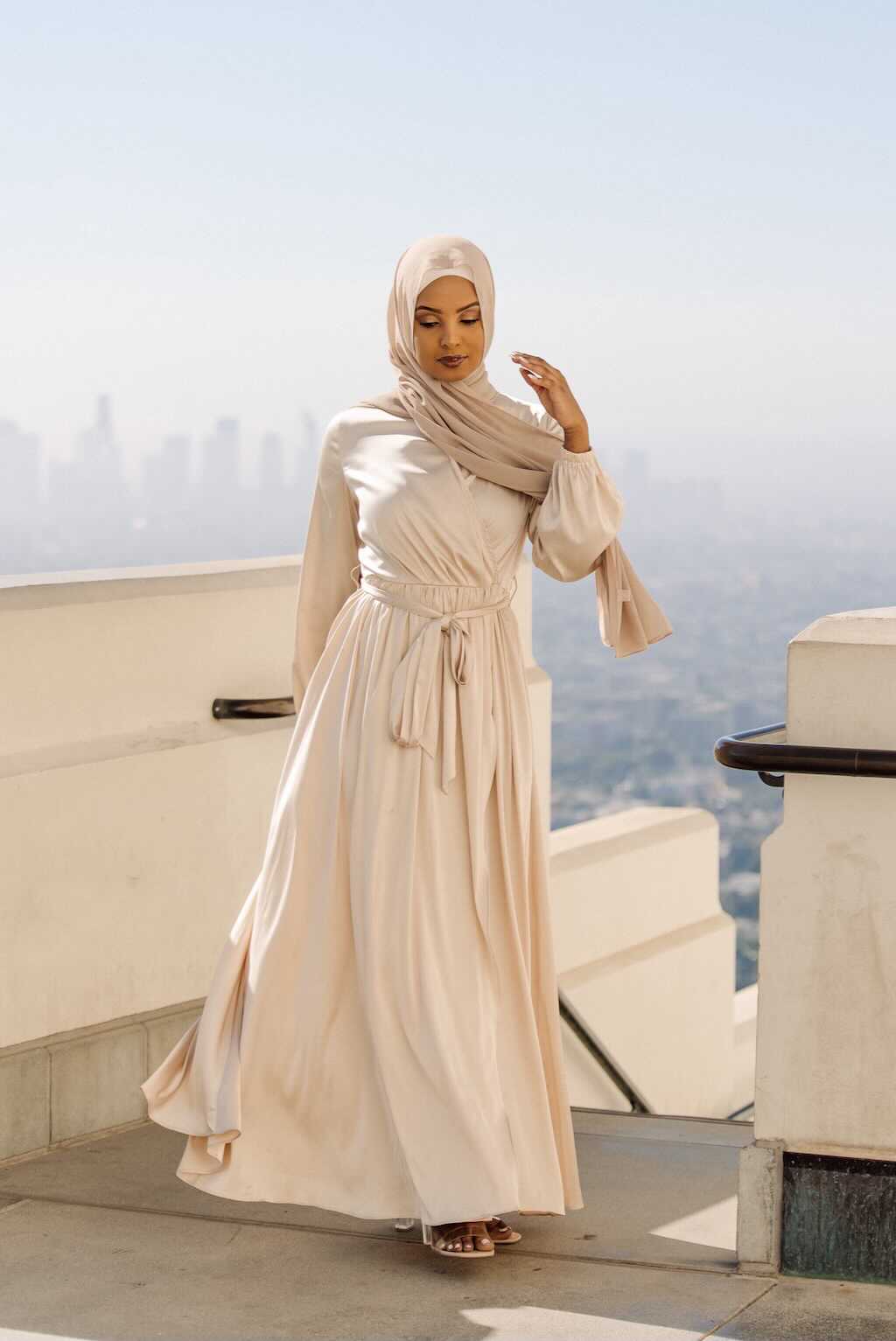 Modest Satin Dress - Moonstone