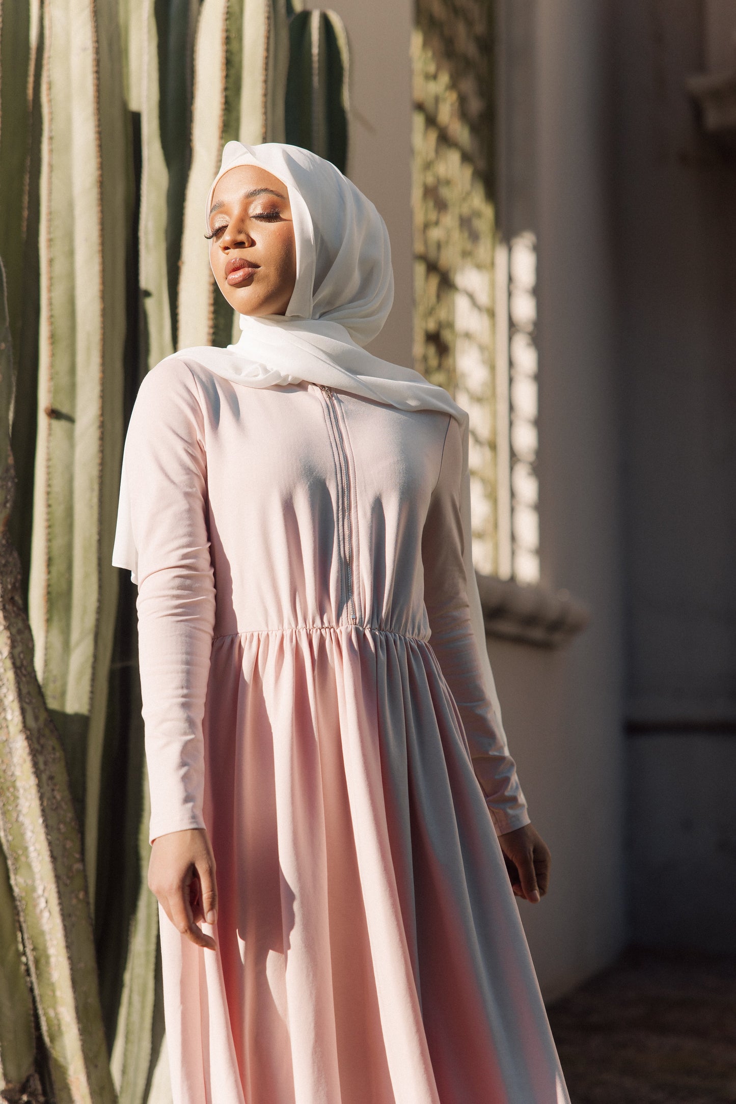 Aminah Zipper Jersey Dress - Pink