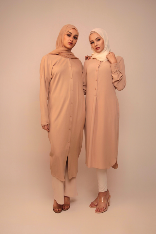 Batwing Knit Dress - Tan