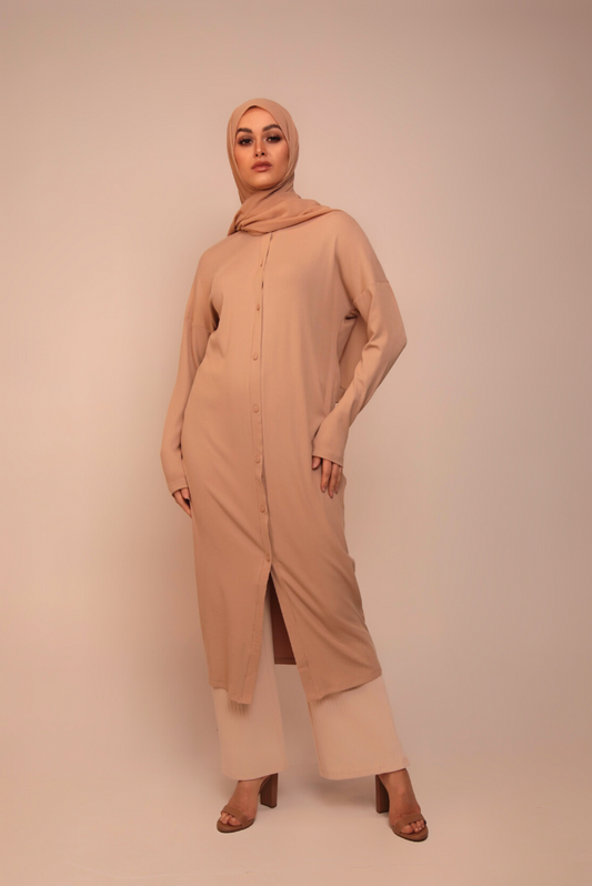 Batwing Knit Dress - Tan