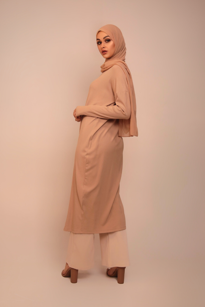 Batwing Knit Dress - Tan