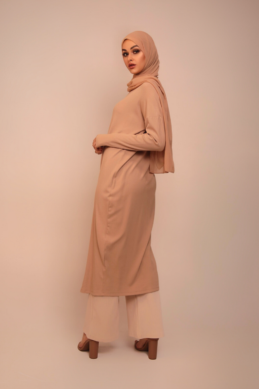 Batwing Knit Dress - Tan