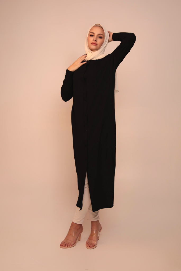 Batwing Knit Dress - Black