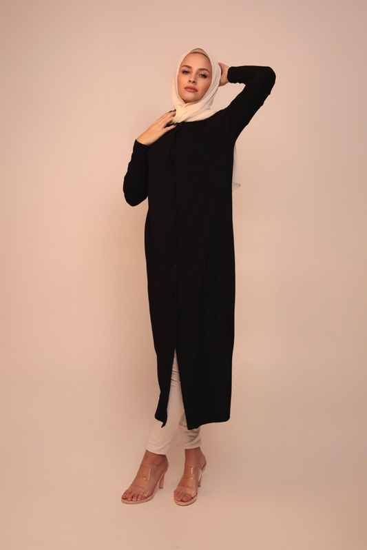 Batwing Knit Dress - Black