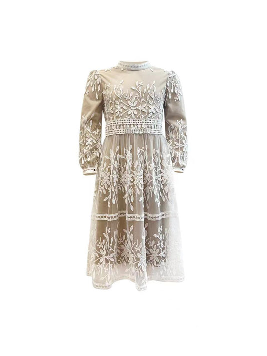 Mini Avery Lace Maxi Dress - Chai Tea Latte