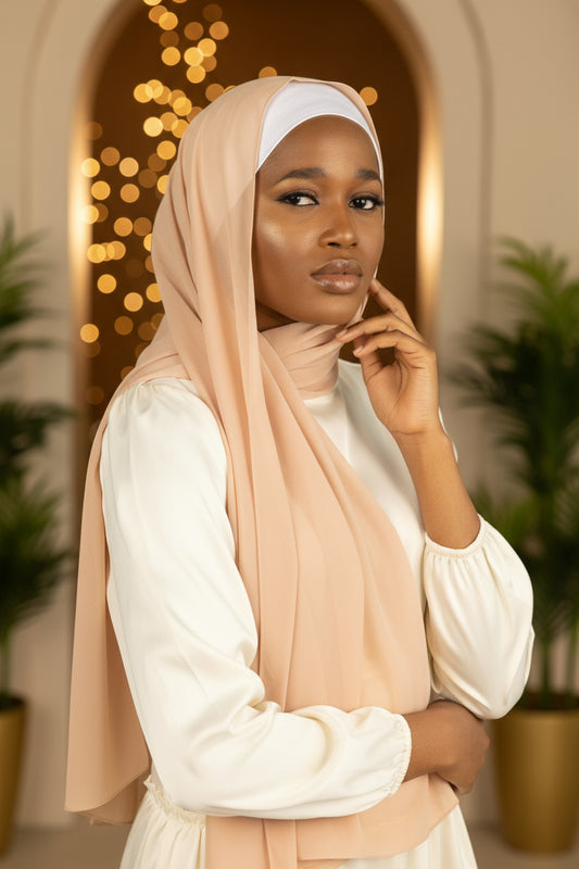 ALLURING ALMOND Georgette Chiffon Scarf