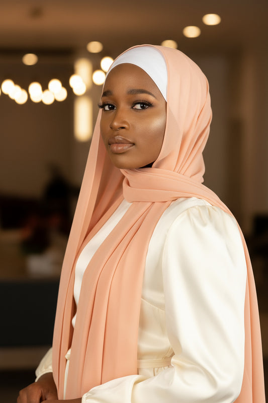CREAMY PEACH Georgette Chiffon Scarf