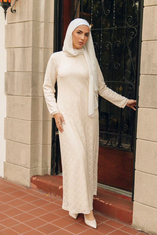 Chemise Lace Maxi Gown - Alabaster