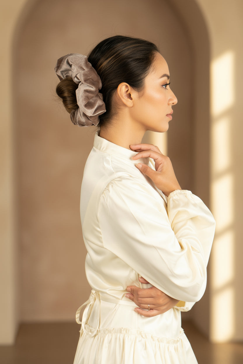 Velvet Scrunchie - Taupe