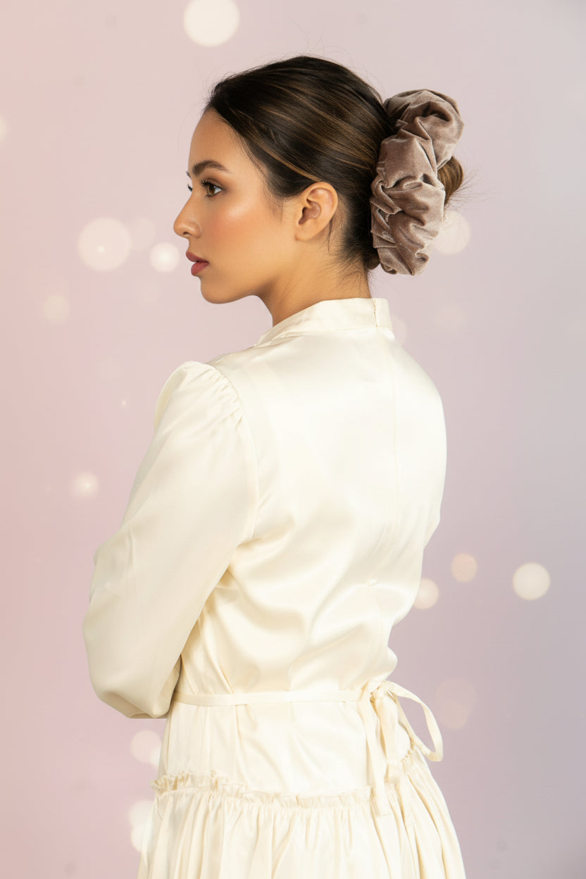 Velvet Scrunchie - Taupe