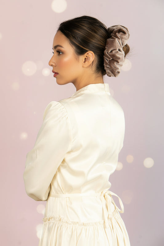 Velvet Scrunchie - Taupe