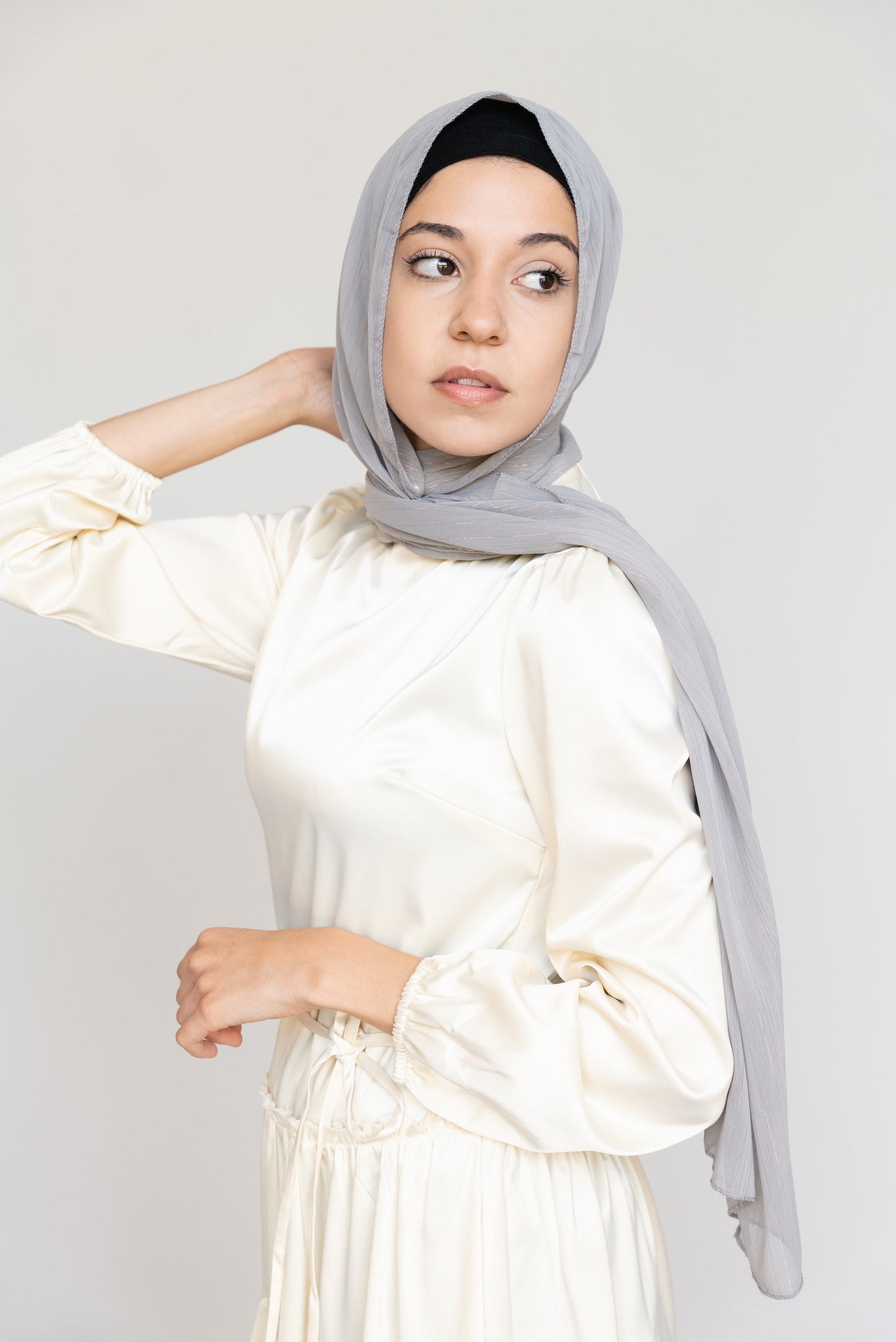 SILVER Shimmer Striped Chiffon