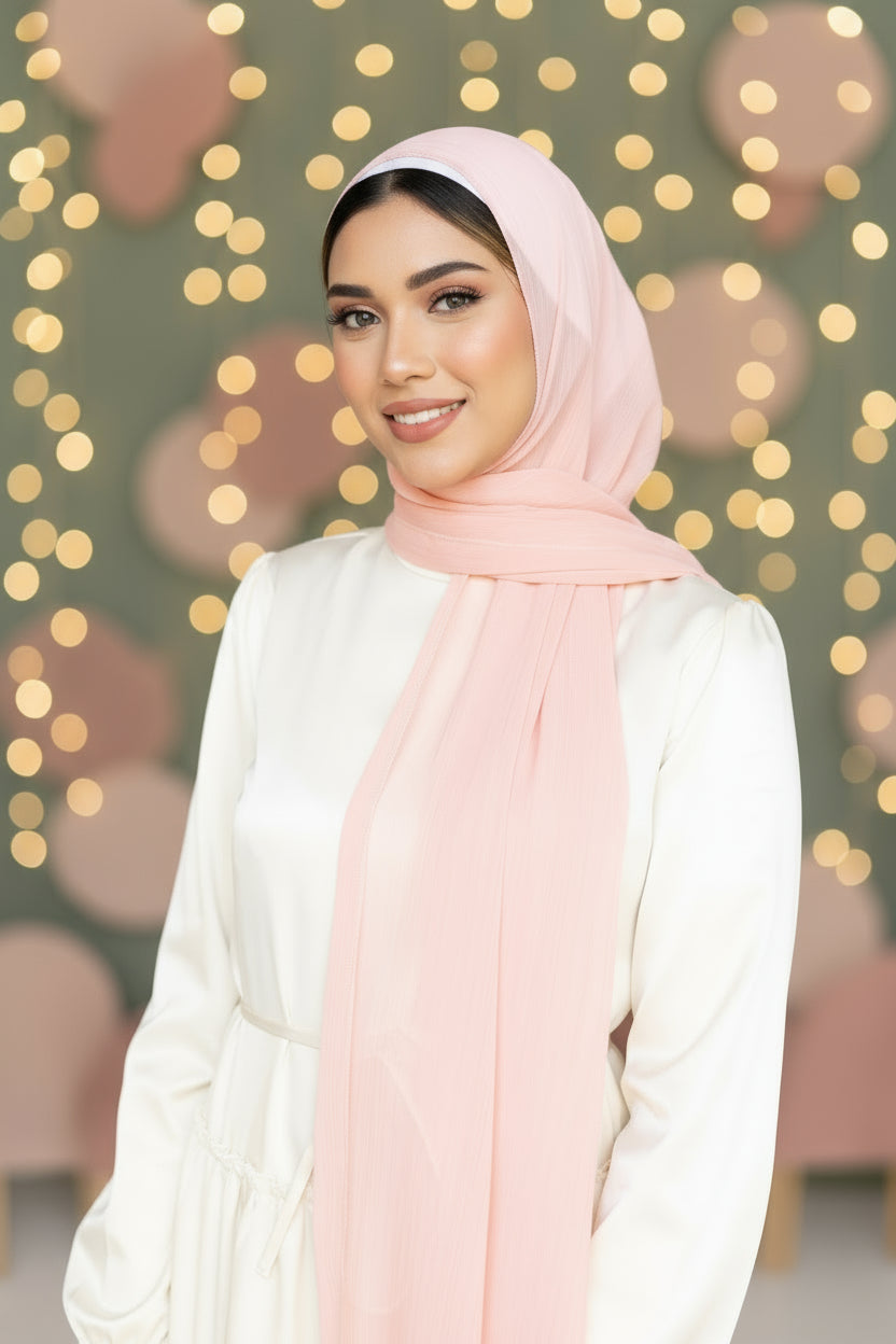 PASTEL PINK Shimmer Striped Chiffon