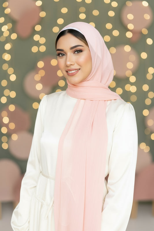 PASTEL PINK Shimmer Striped Chiffon