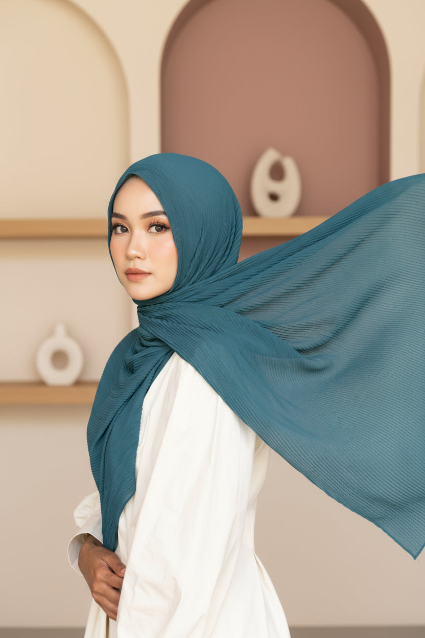 PEACOCK Pleated Chiffon