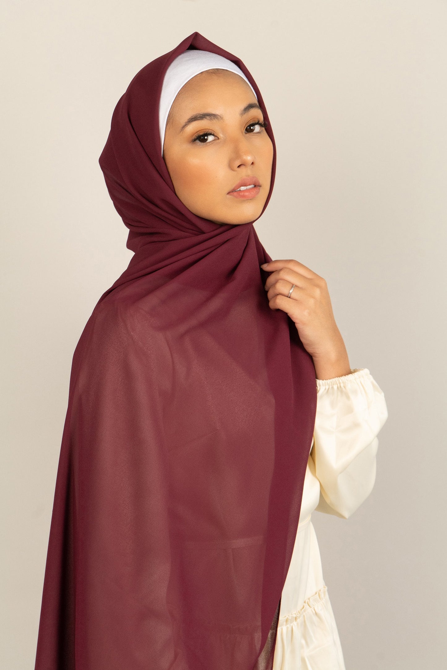 SMOLDERING MAROON Georgette Chiffon Scarf