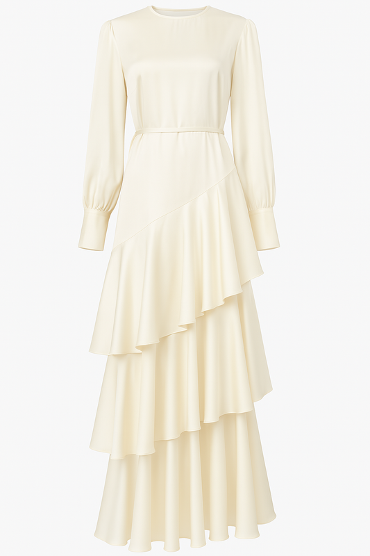 Seville Layered Satin Gown - Glistening Ivory