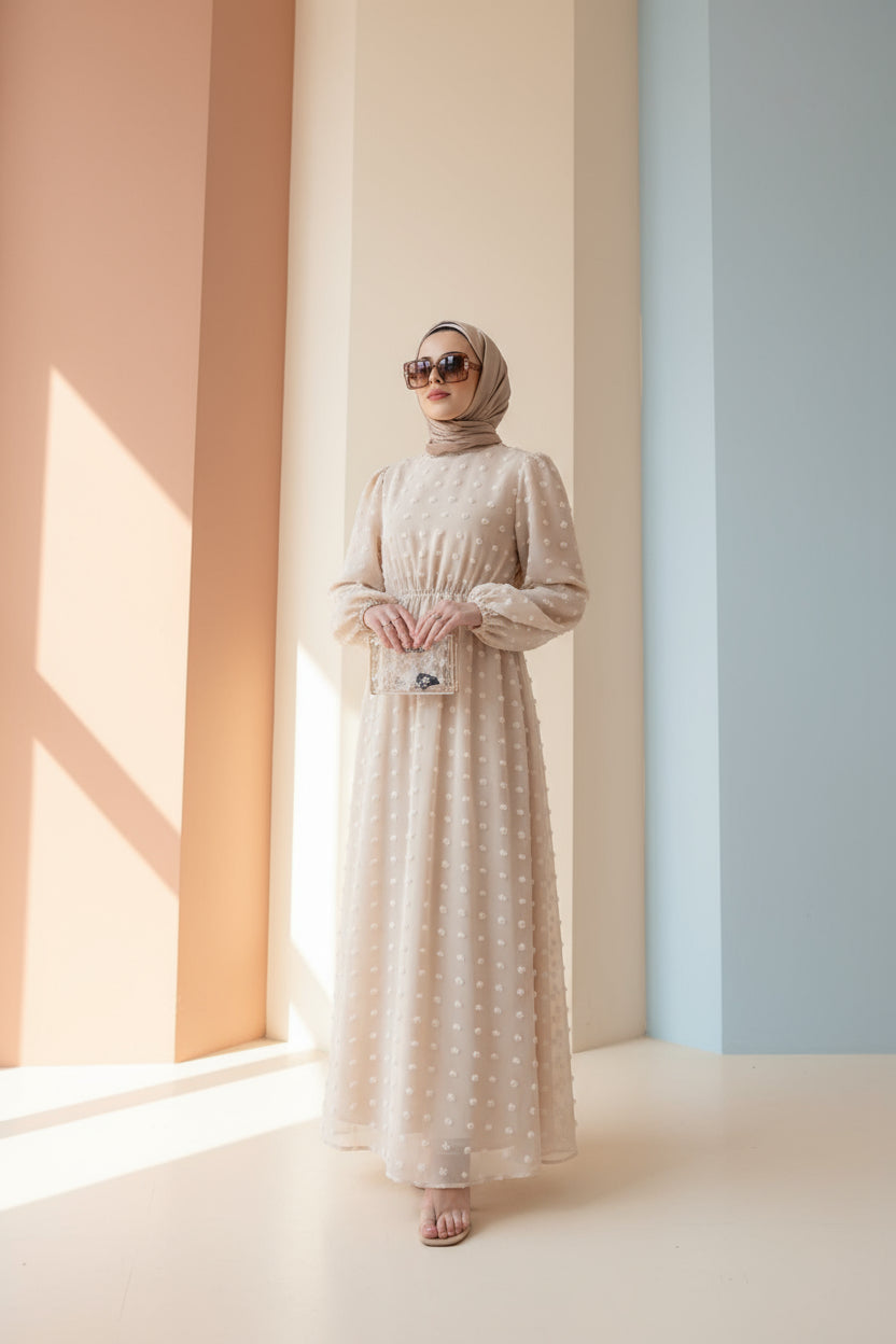 Eva Maxi Dress - Embossed Dots
