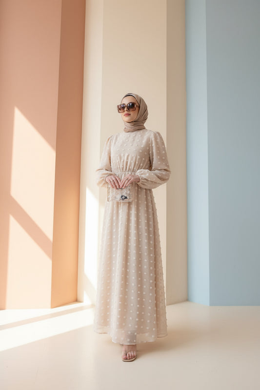 Eva Maxi Dress - Embossed Dots