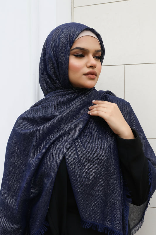 Metallic Scarf - Navy