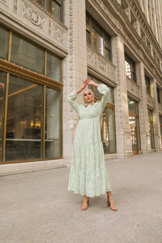 Melanie Embossed Maxi Dress - Mint