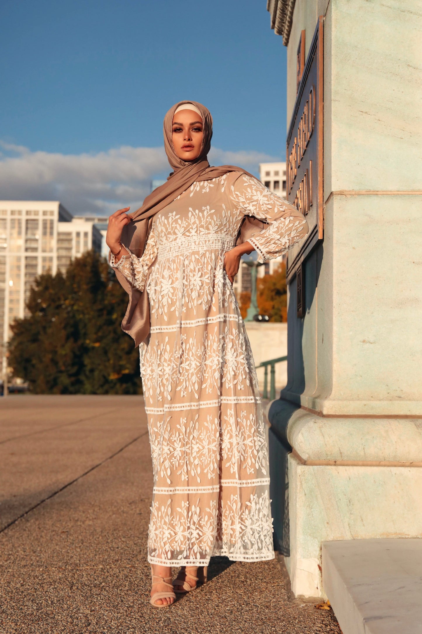 Avery Lace Maxi Dress - Chai Tea Latte