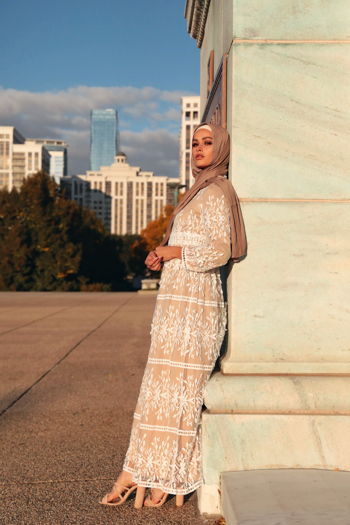 Avery Lace Maxi Dress - Chai Tea Latte