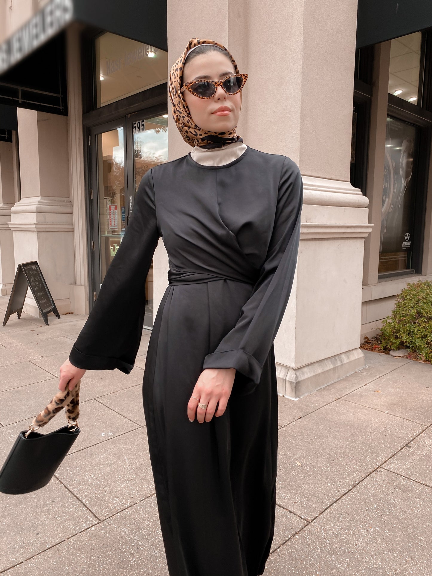 Iman Wrap Dress - Midnight Black