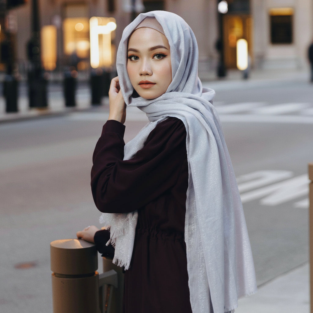 Metallic Scarf - Light Gray