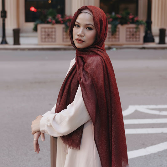 Metallic Scarf - Maroon