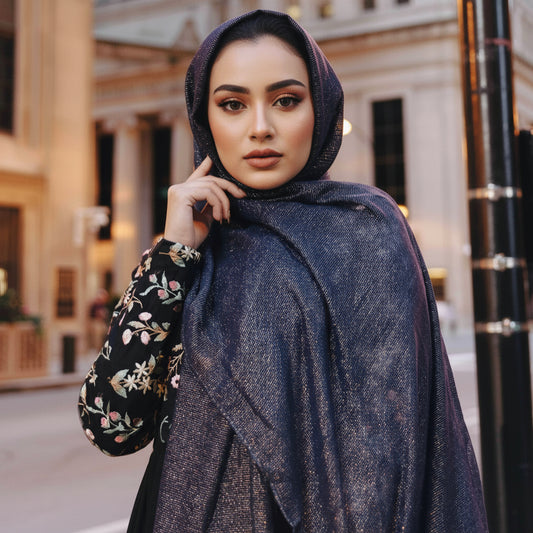 Metallic Scarf - Navy