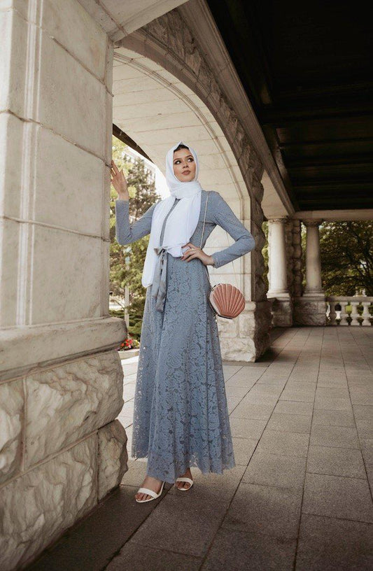 Venetian Maxi Gown - Ocean Gray