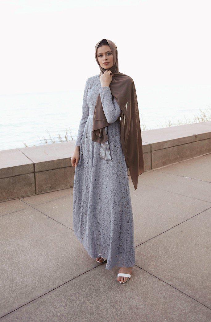 Venetian Maxi Gown - Ocean Gray