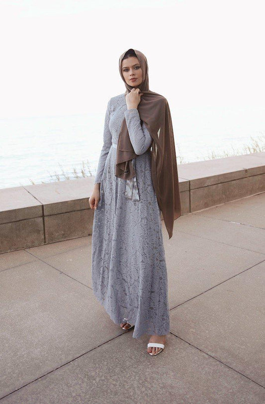 Venetian Maxi Gown - Ocean Gray