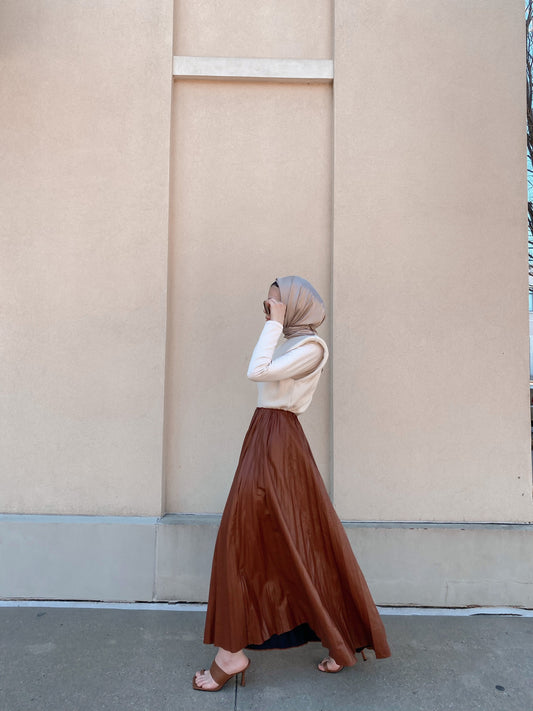 Waldorf Leather Pleated Maxi Skirt