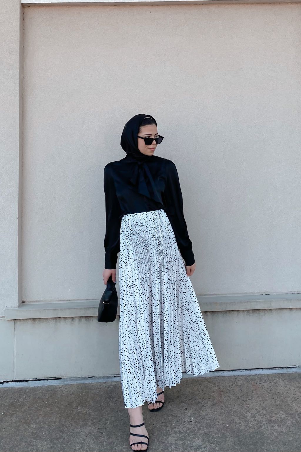 Waldorf Satin Pleated Maxi Skirt - Polka Dot